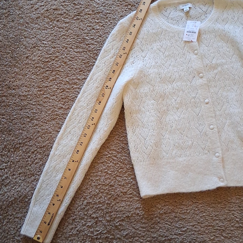 J. Crew Cream Open-Knit Cardigan Sweater - Picture 7 of 9